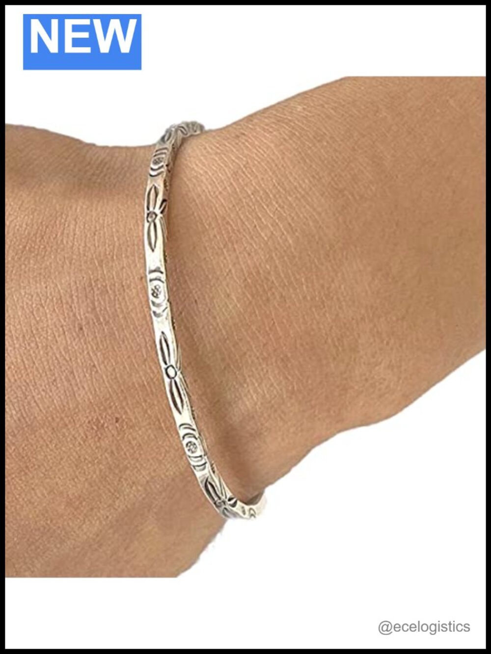 Sterling Silver Boho Floral Cuff Bracelet, Handmade Thin Delicate Squarish